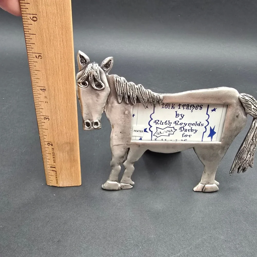 Ashleigh Manor Ruth Reynolds Darby Pewter Horse Folk Art Picture Frame 3x2